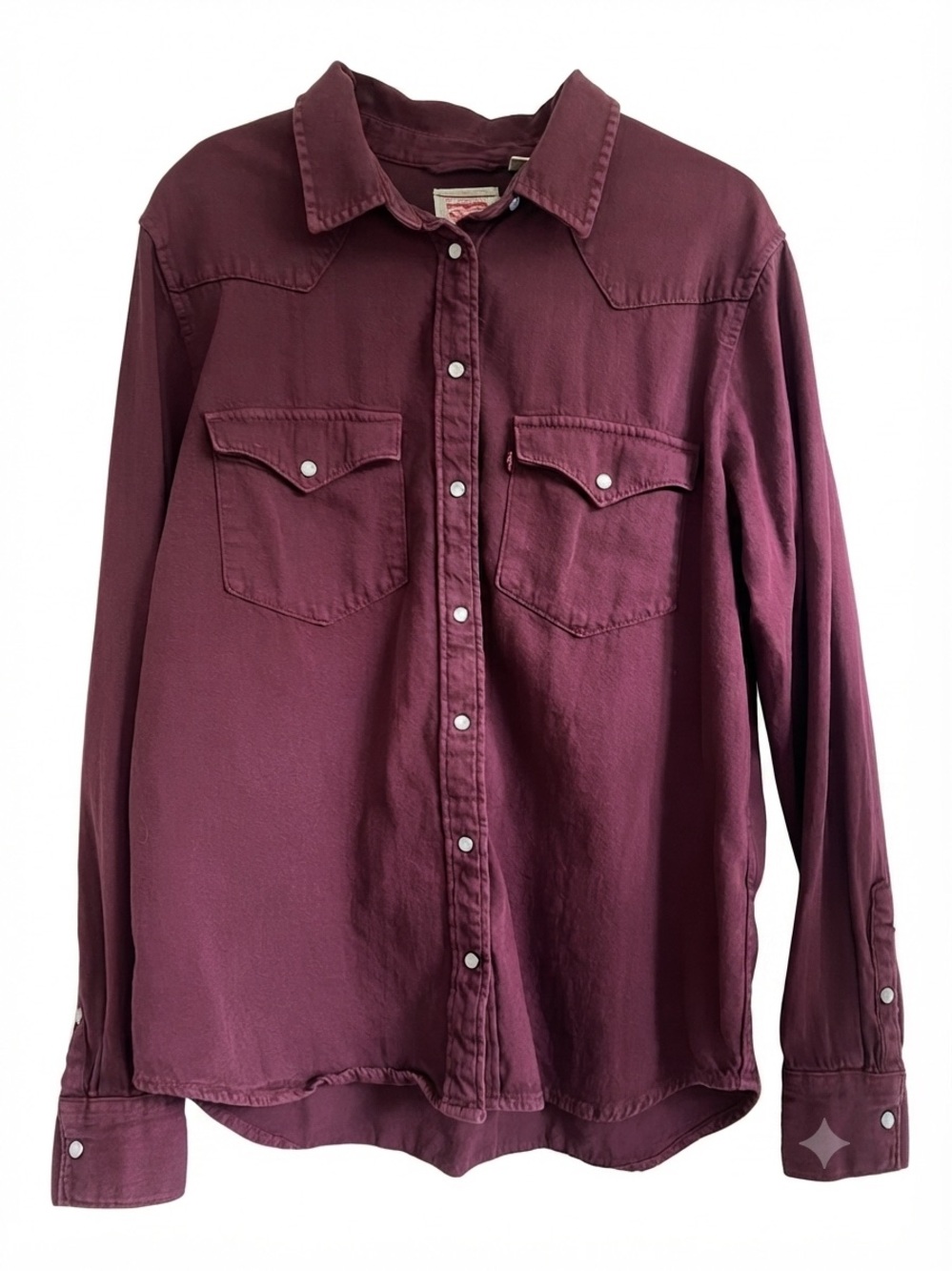 Levi’s Burgundy Cotton Western Pearl Snaps Button Down Shirt Size L
